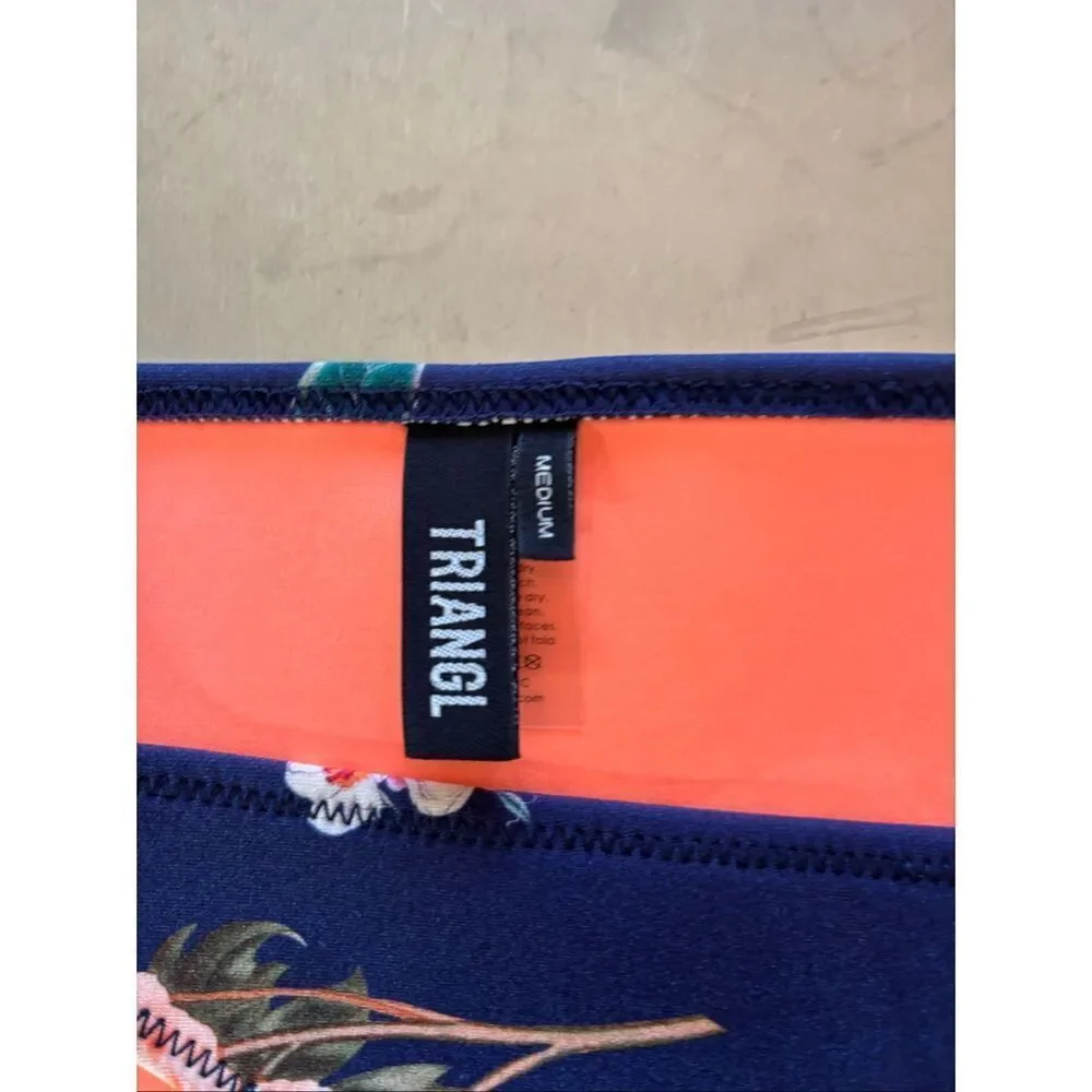 Triangl Navy Floral Neoprene Cheeky Bikini Bottoms Size Medium